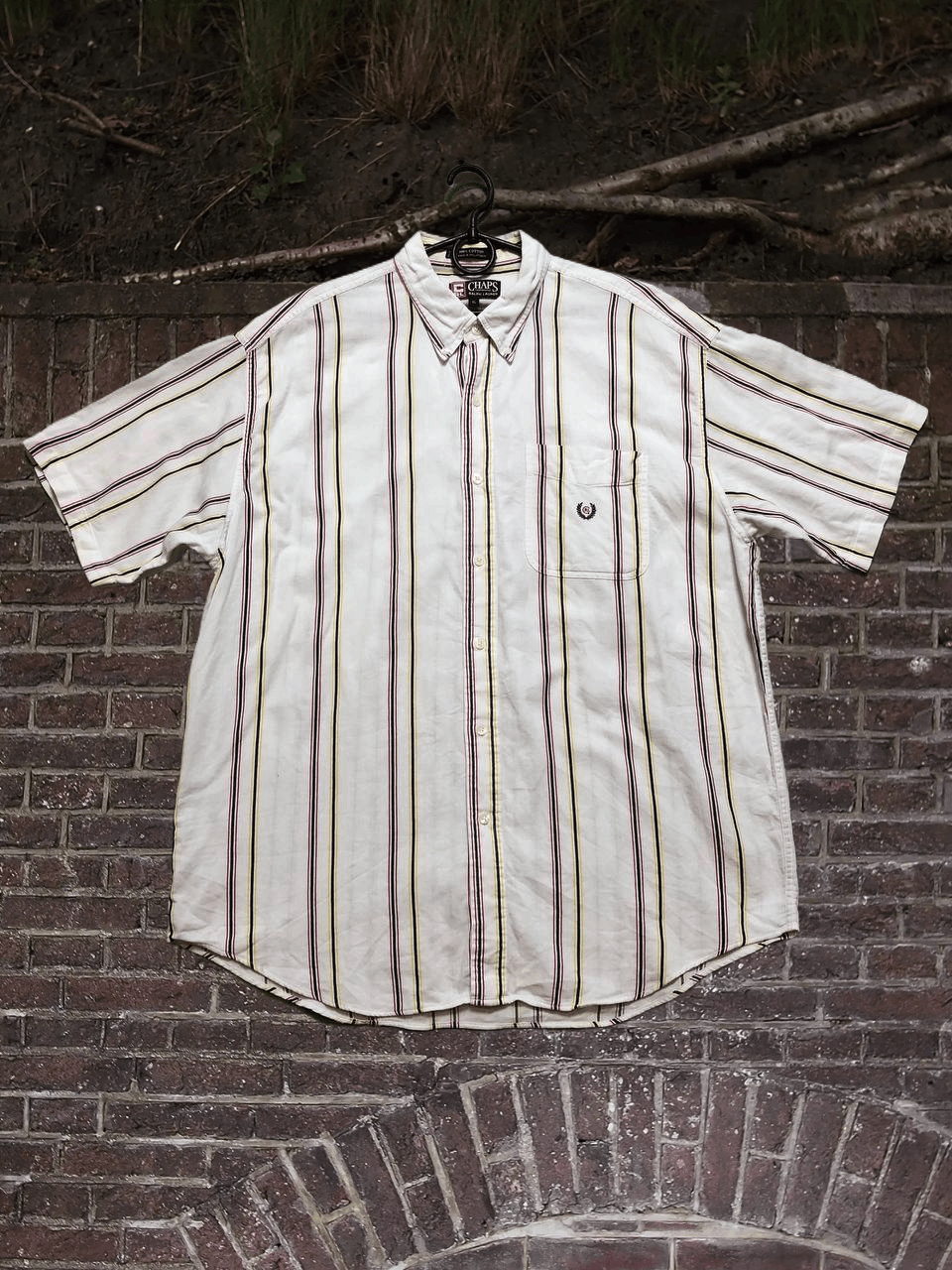 Chaps Ralph Lauren Y2K white print striped shirt Chaps Ralph Lauren Vintage Size US XL / EU 56 / 4 - 1 Thumbnail