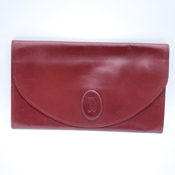 Cartier Cartier Deep Red Leather Envelope Clutch Size ONE SIZE - 2 Thumbnail