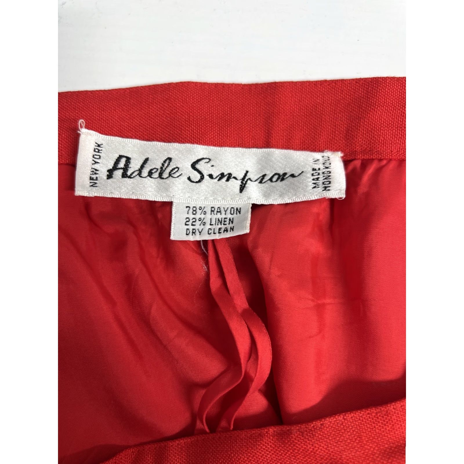 Vintage VINTAGE Adele Simpson Candy Apple Red Linen Blend High Waist Pleated Long Skirt Size 34" / US 12 / IT 48 - 7 Thumbnail