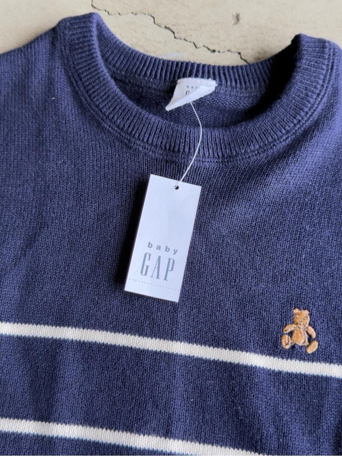 Gap Baby Gap / Stripe Crew Bear Sweater / Navy 2Y Size US XXS / EU 40 - 7 Thumbnail