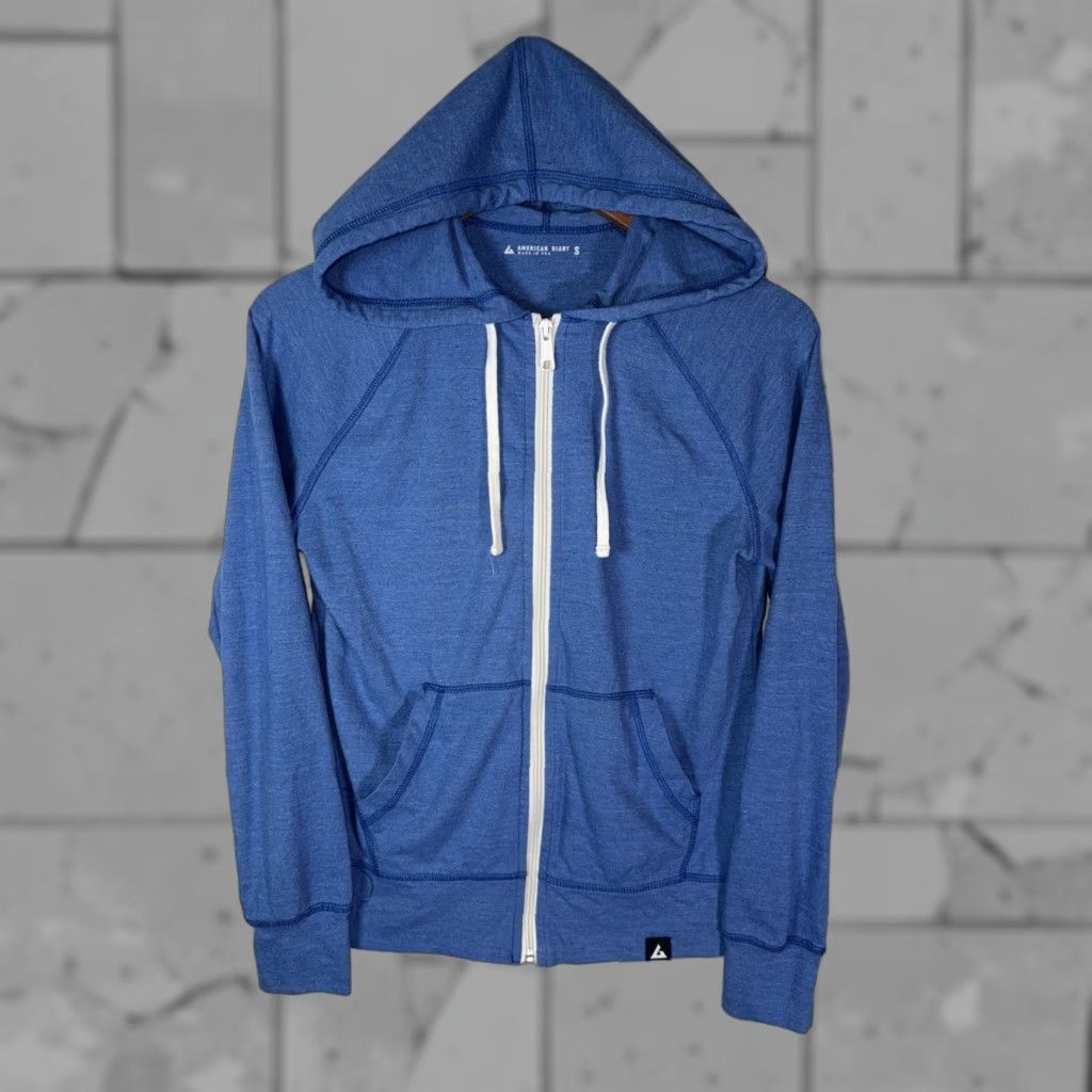 Vintage American Giant Womens S Blue Lightweight Full Zip Hoodie USA Made Size S / US 4 / IT 40 - 1 Thumbnail