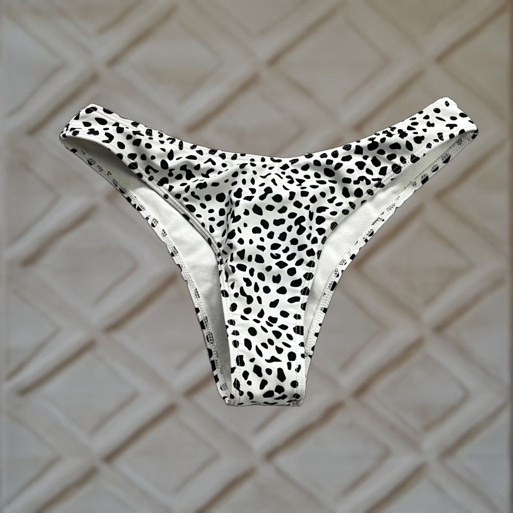 Vintage Unbranded Swimwear Bikini Bottom Womens Medium Black White Leopard Summer Beach Size 32" / US 10 / IT 46 - 1 Thumbnail