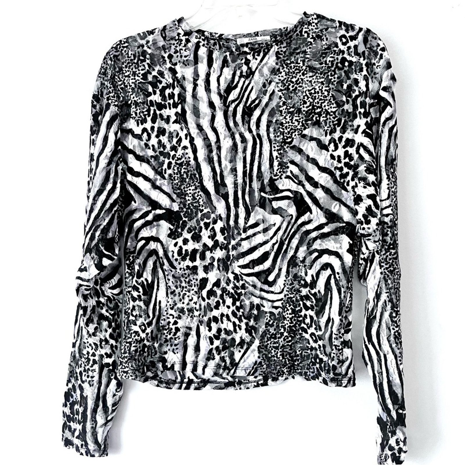 Zara Zara sheer mesh animal print top size Small Size S / US 4 / IT 40 - 1 Thumbnail