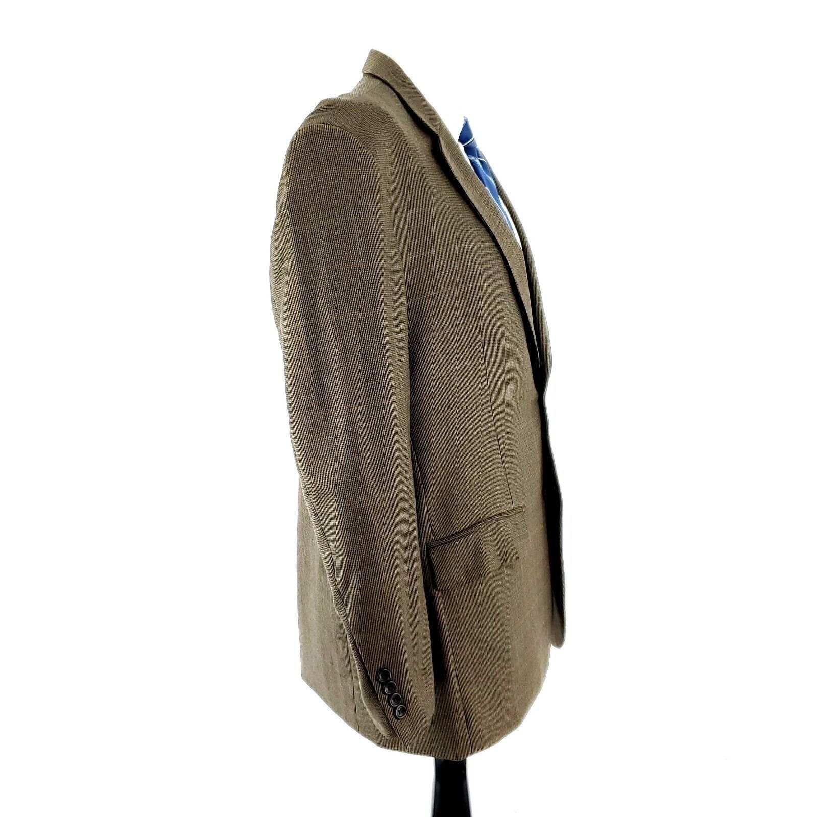 Joseph & Feiss Joseph & Feiss Gold Wool 2 Button Sport Coat 44R Brown Check Size 44R - 6 Thumbnail