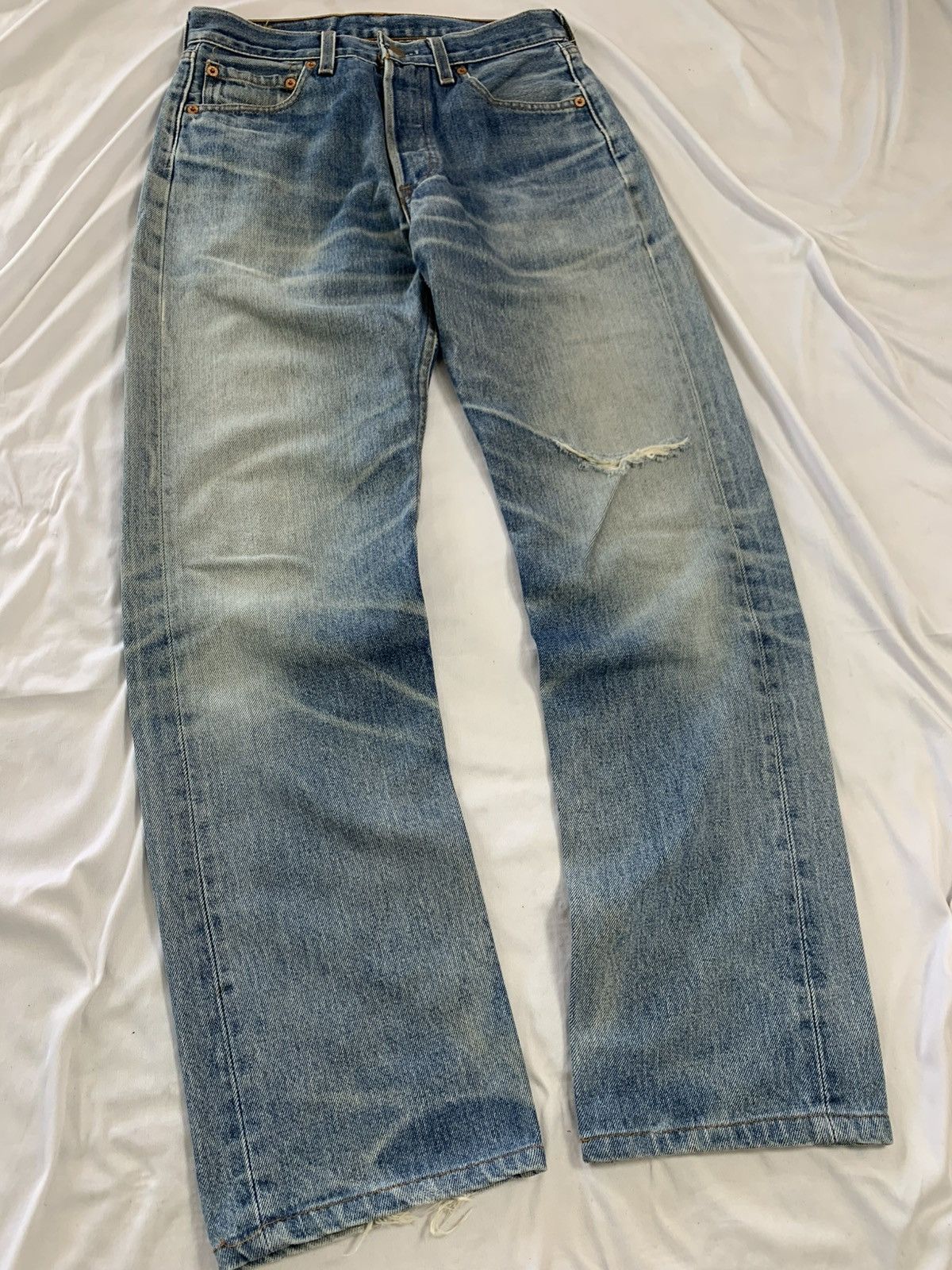 Levi's Vintage Clothing 90s levis 501 vintage blue jeans distressed style Size US 29 - 4 Thumbnail