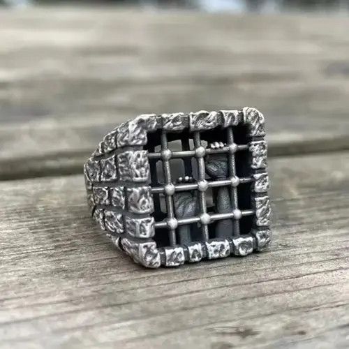 Other Fashion Punk 3D Prison Ring Size ONE SIZE - 1 Thumbnail