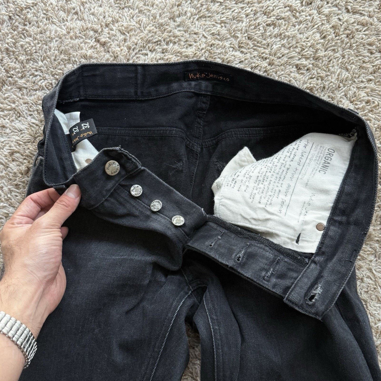 Nudie Jeans Nudie Jeans Grim Tim Dry Black Selvedge Denim Jeans 30x30 Size US 30 / EU 46 - 5 Thumbnail