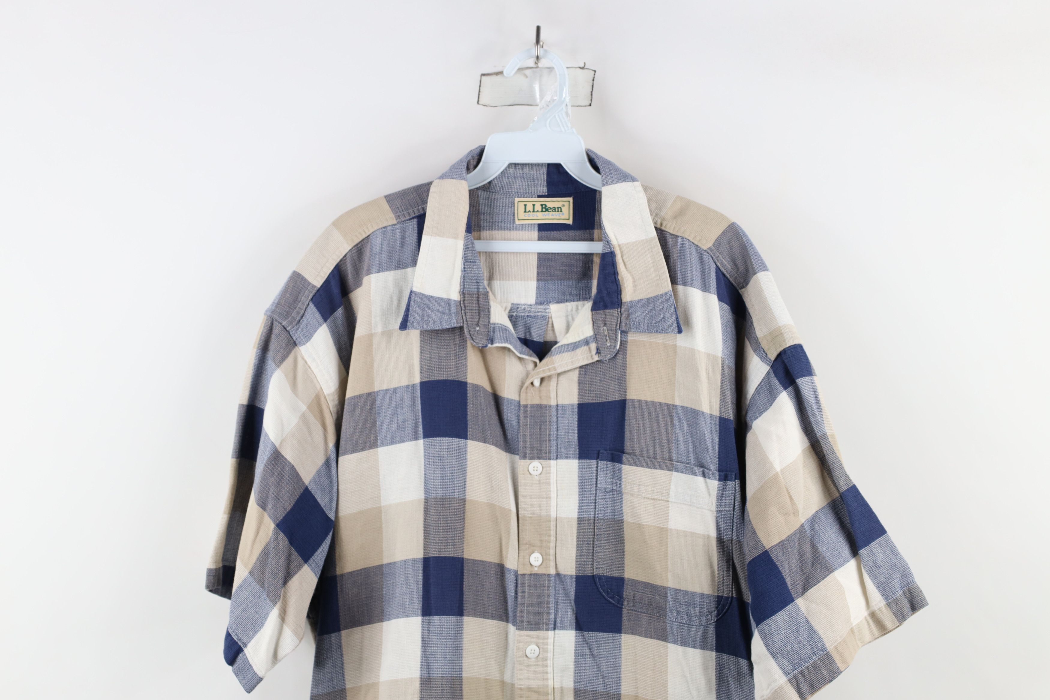 L.L. Bean × Vintage Vintage 90s LL Bean Cool Weave Short Sleeve Button Shirt Size US XXL / EU 58 / 5 - 2 Thumbnail