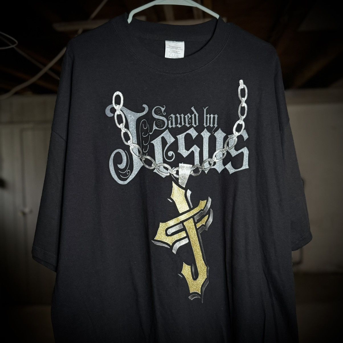 Rap Tees Vintage Y2K Saved by Jesus Religious Cross Chain T-Shirt Size US XXL / EU 58 / 5 - 3 Thumbnail