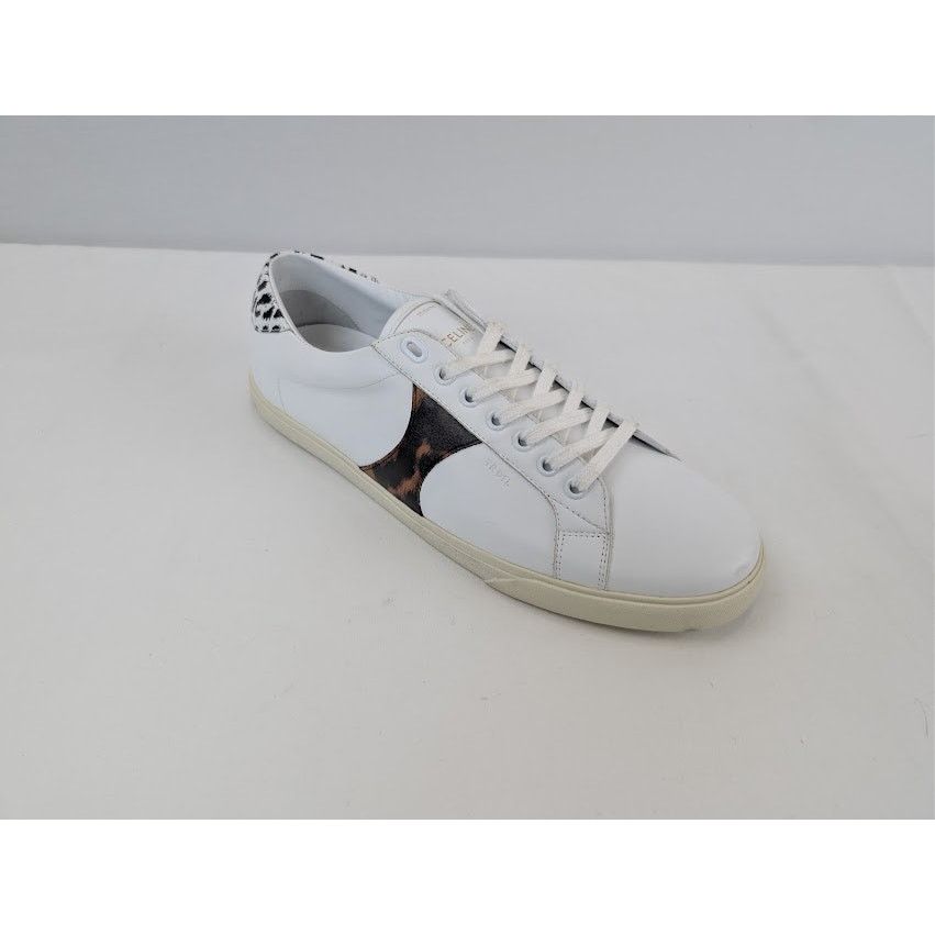 Celine o1rshd1 Smooth Leather Low Top Sneakers White/ Brown/ Black Size US 10 / EU 43 - 3 Thumbnail
