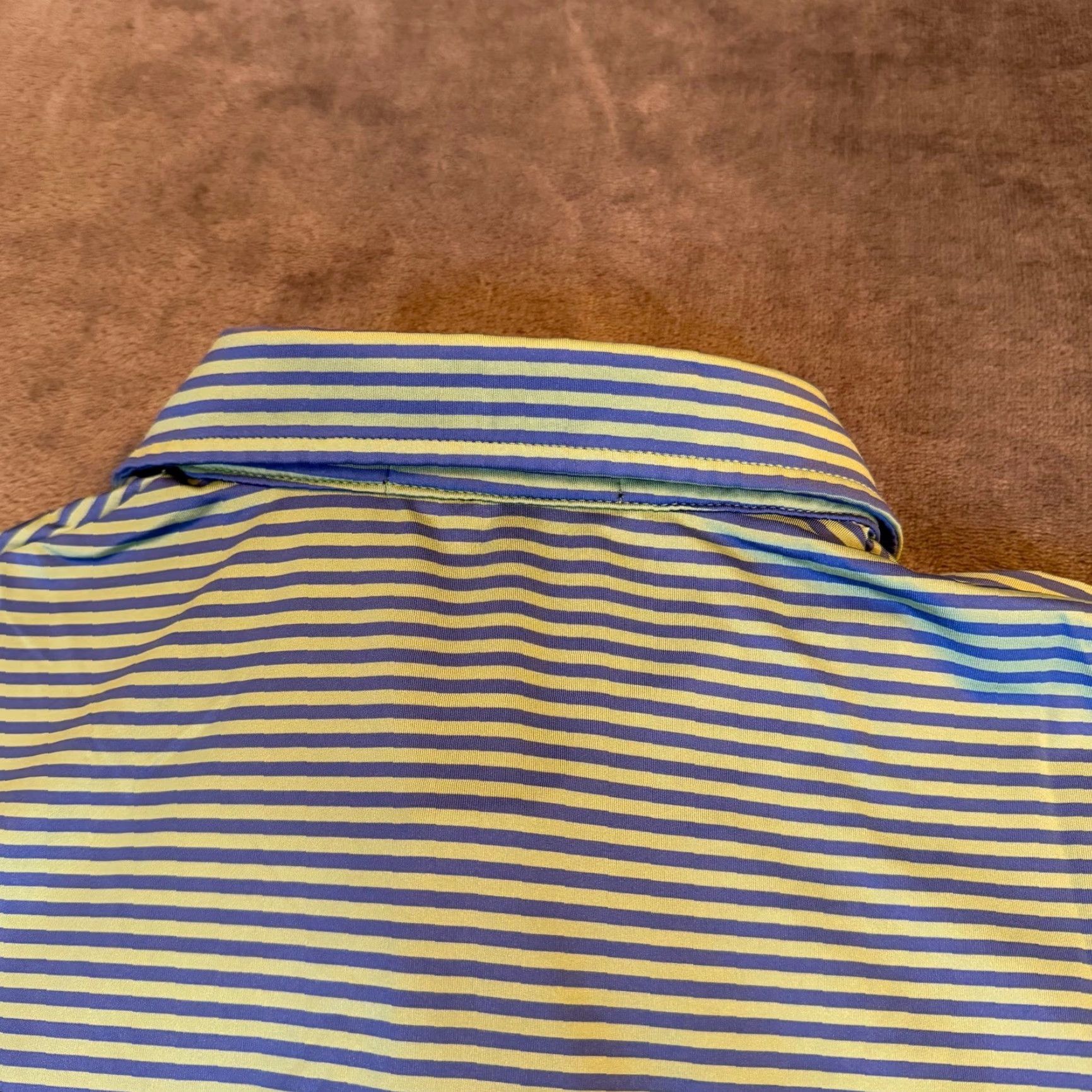 RLX Ralph Lauren RLX Ralph Lauren Striped Polo Shirt Mens XL Green Blue Performance Golf Size US XL / EU 56 / 4 - 6 Thumbnail