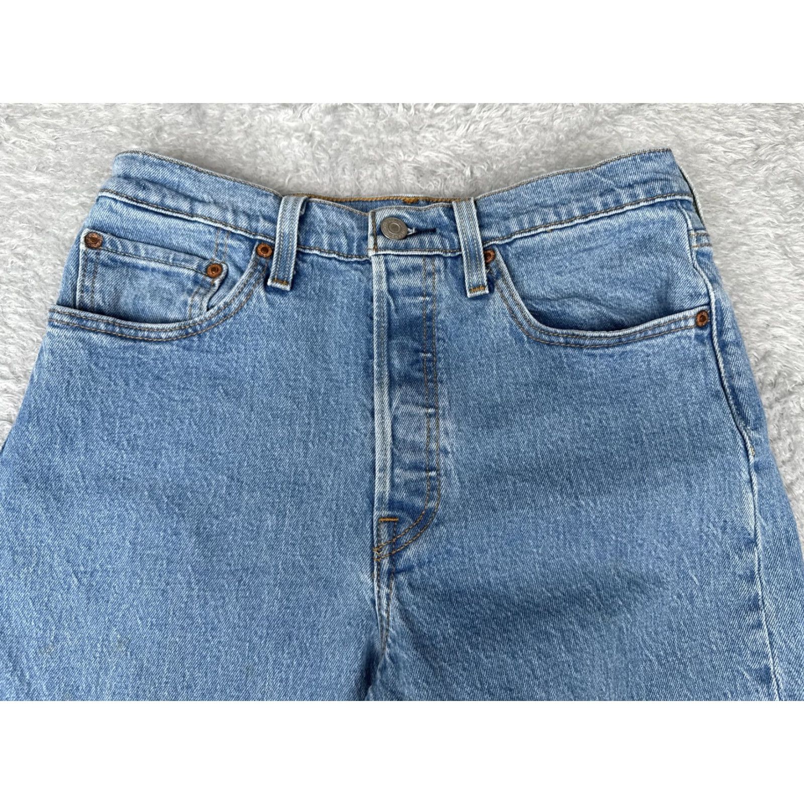 Levi's Levis Jeans Womens 28x28 Blue Denim Premium 501 Skinny Jeweled Mid Rise Cotton Blend Spandex Size 28" / US 6 / IT 42 - 4 Thumbnail