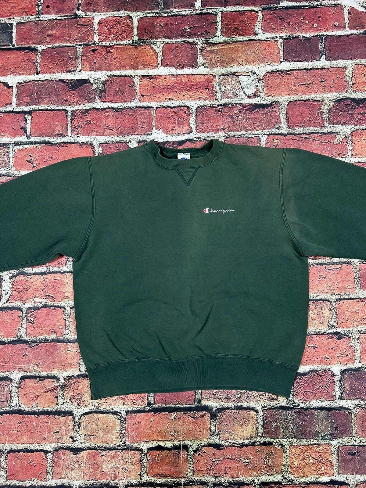 Vintage Vintage 90s Champion Sweatshirt Green Spell Out Crewneck Size US XL / EU 56 / 4 - 2 Preview