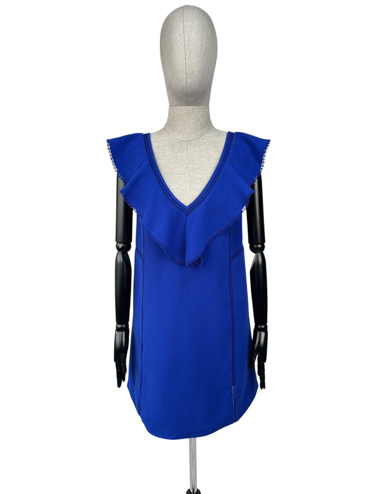 blue dresses for women short Fiore Open Back Lace Trim Mini Dress •AmericanThreads Women's Boutique Chambray / S main image 0