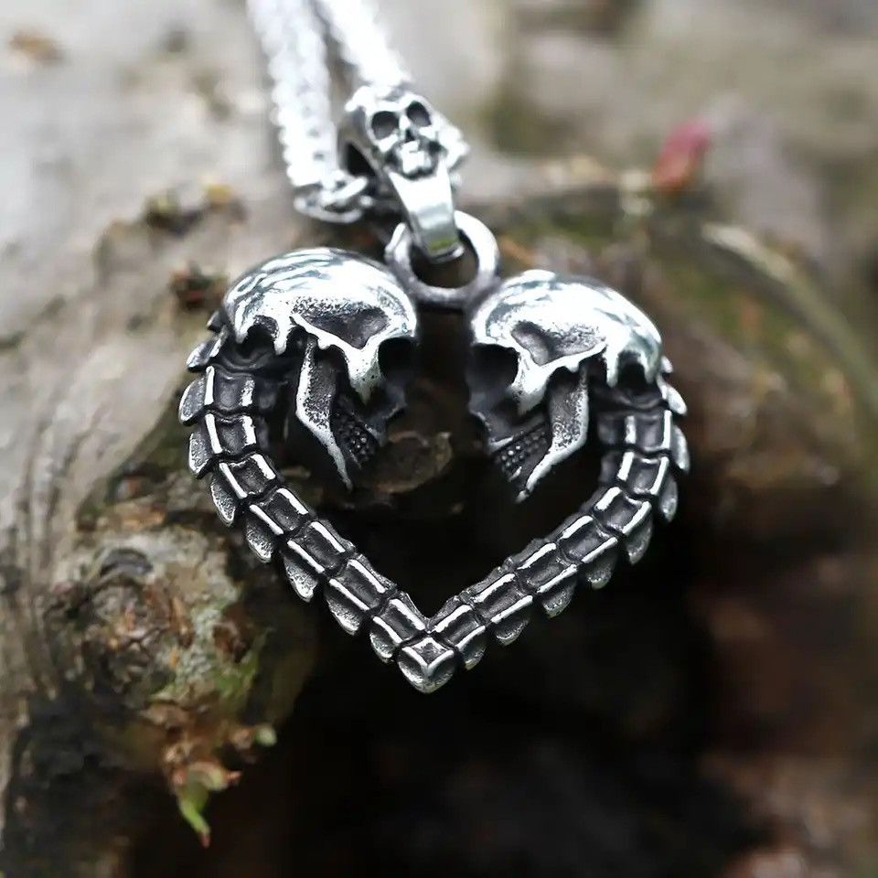 Jewelry NEW Men's stainless-steel Love skeleton Pendant Necklace Size ONE SIZE - 2 Thumbnail