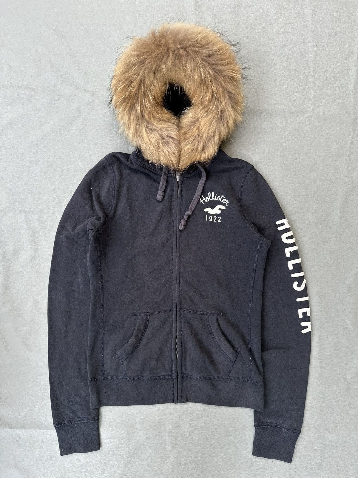 hot crazy faded hollister distressed zip fur hoodie lgb style