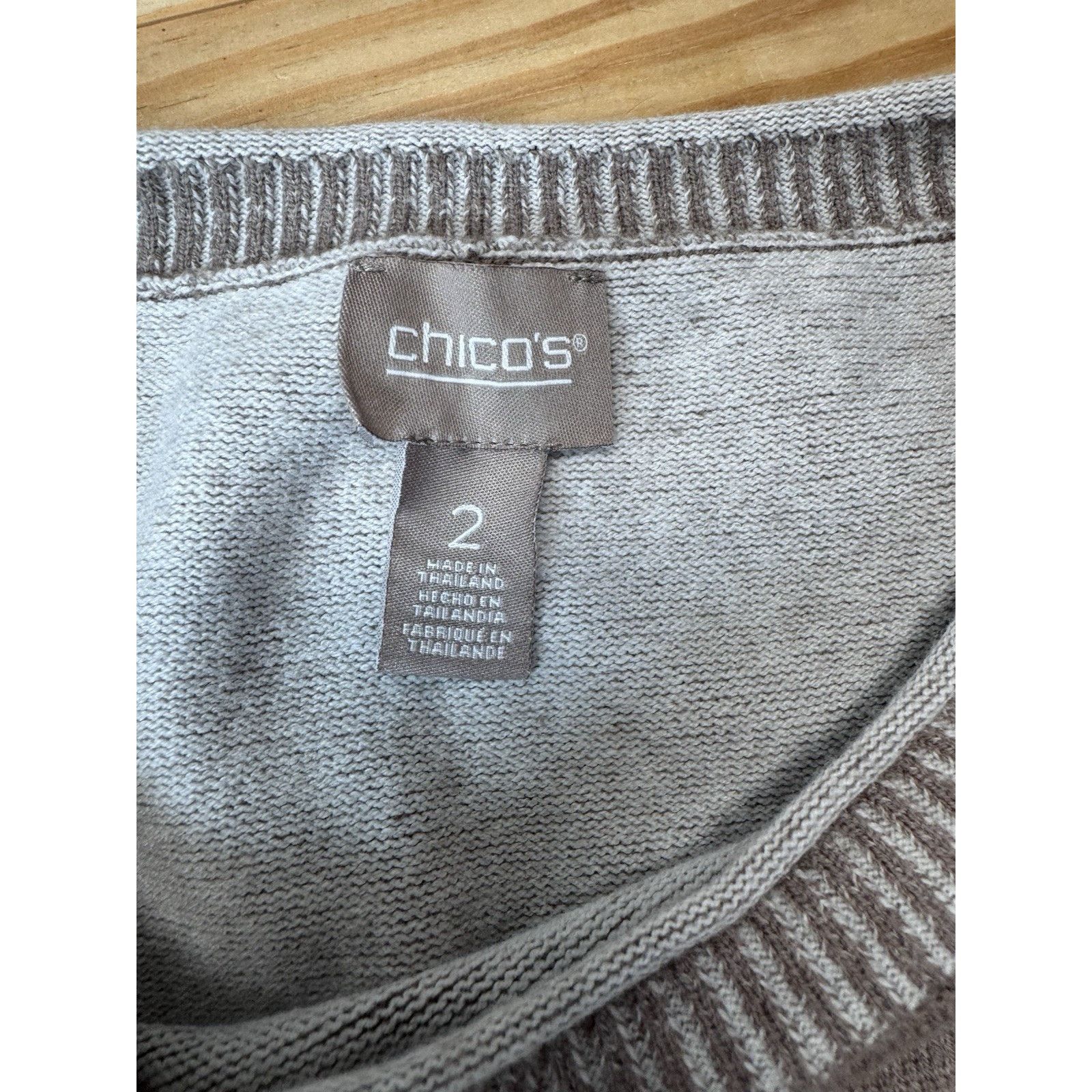 Chicos Chico's Womens 2 Long Sleeve Stretch Knit Sweater Taupe Tan Size XL / US 12-14 / IT 48-50 - 7 Thumbnail