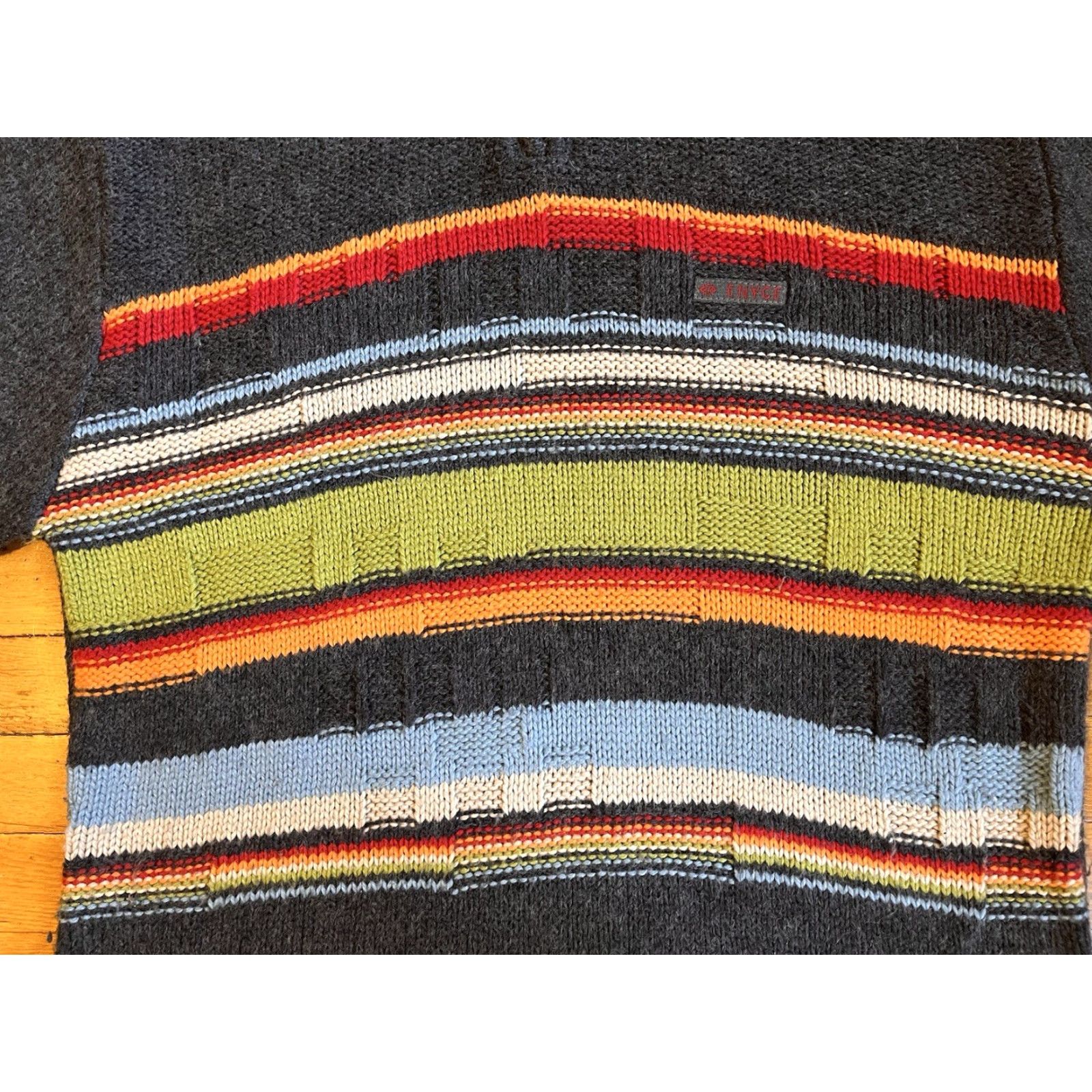 Enyce VINTAGE Enyce Sweater 1/4 Zip Oversized Men’s L Grey Striped 90s Classic Hip Hop Outdoor Y2K Pullover Knit Mens Size US L / EU 52-54 / 3 - 3 Thumbnail