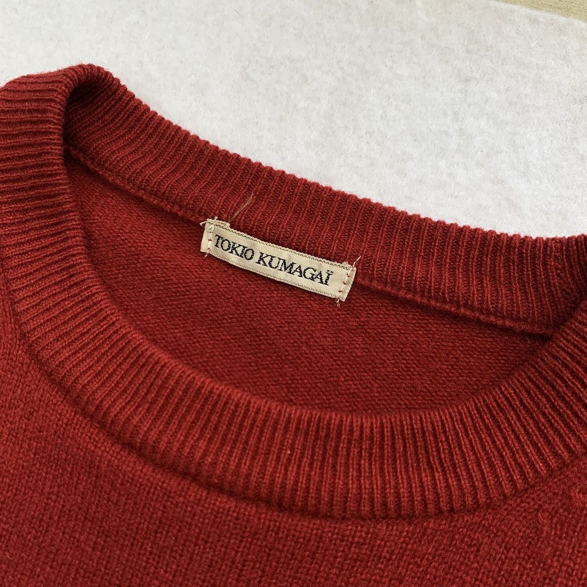 Tokio Kumagai Tokio Kumagai Crimson Wool Knitted Crewneck Sweater Size US M / EU 48-50 / 2 - 3 Thumbnail