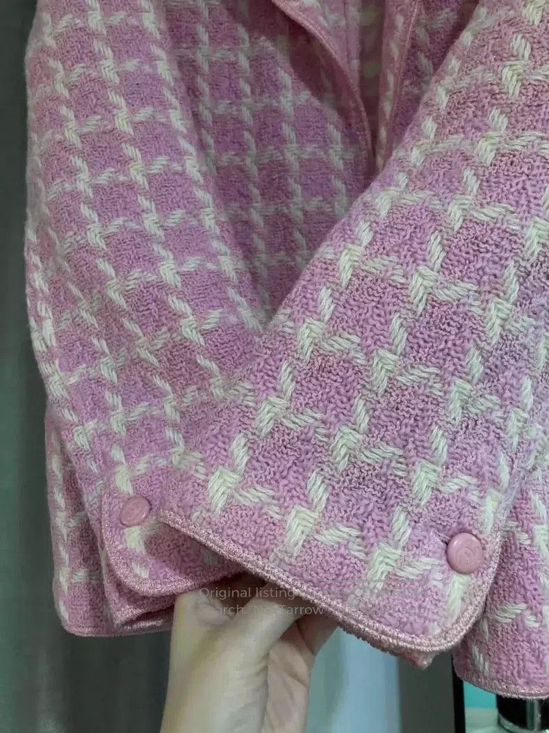 Chanel Chanel Cherry blossom pink bird plaid four-pocket jacket Size S / US 4 / IT 40 - 2 Thumbnail