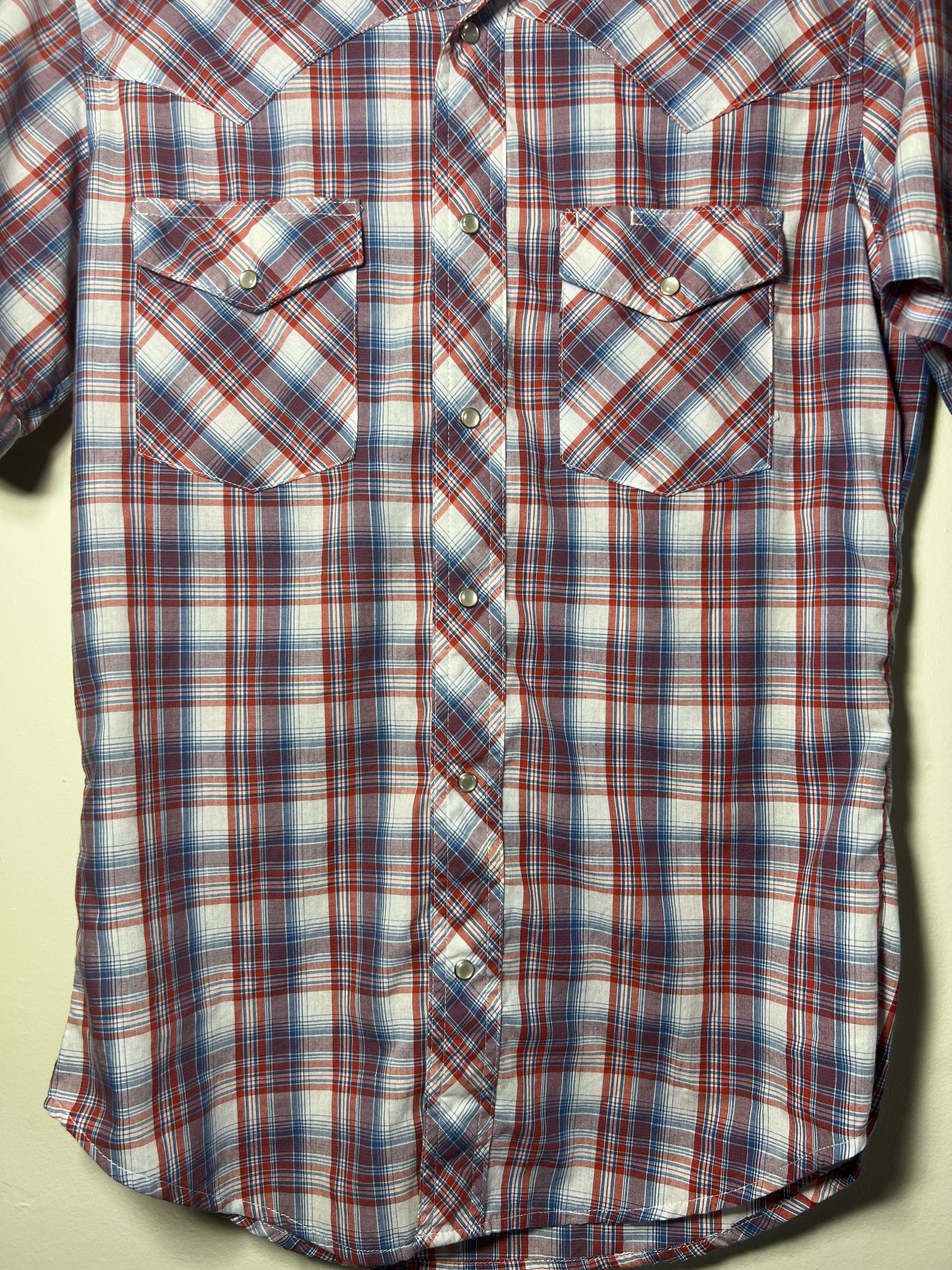 Wrangler Vintage Wrangler Red White Blue Plaid Pearl Snap Button Up Size US S / EU 44-46 / 1 - 4 Thumbnail
