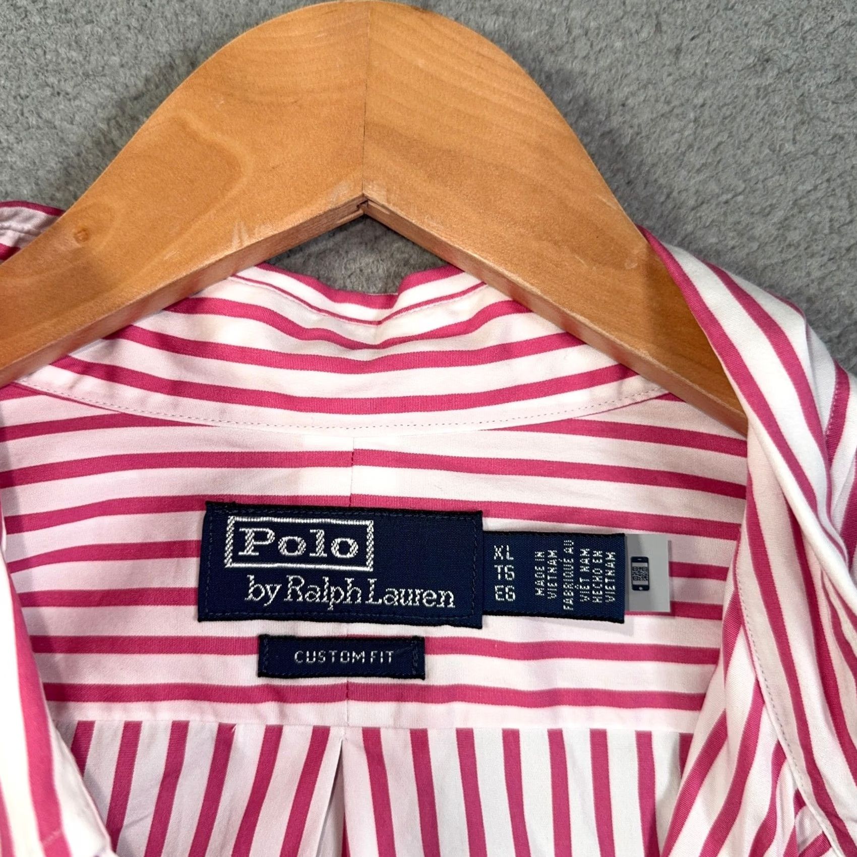 Polo Ralph Lauren Polo Ralph Lauren Poplin Shirt Men XL Pink White Stripe Custom Fit Shirt Long Sleeve Button-Up Collared Crafted with Cotton, Preppy Theme Mens Size US XL / EU 56 / 4 - 4 Thumbnail
