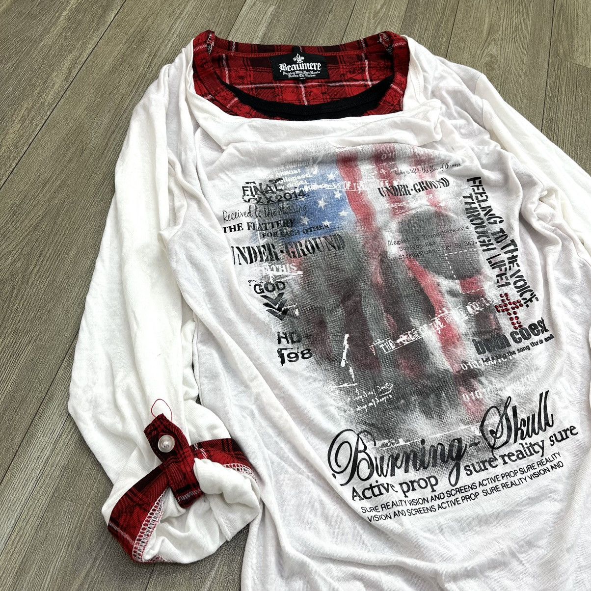 14th Addiction × If Six Was Nine × Japanese Brand Y2K Beaumere Double Layer Poem Gothic Grunge Punk LongSleeve Size US M / EU 48-50 / 2 - 7 Thumbnail