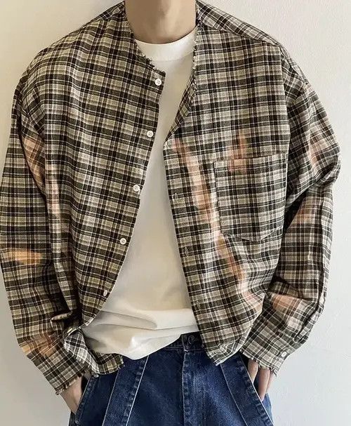 Japanese Brand Outdoor retro dyed plaid check frayed button up shirt Size US L / EU 52-54 / 3 - 2 Thumbnail