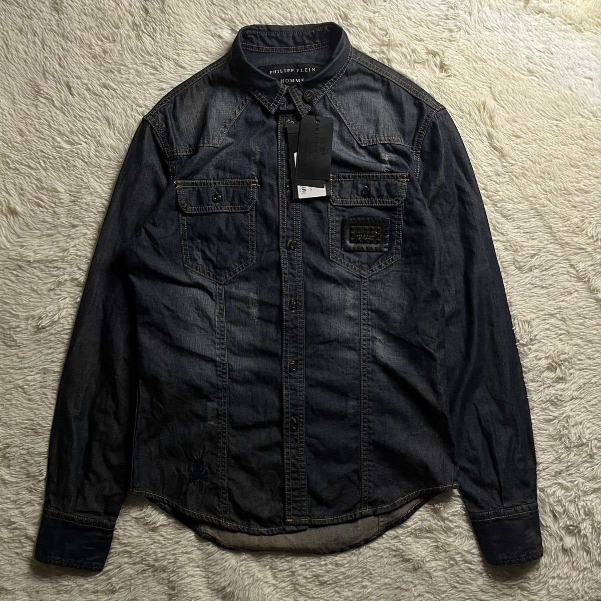 Philipp Plein Philipp Plein “Skully” Button-up Denim Shirt Size US M / EU 48-50 / 2 - 1 Thumbnail