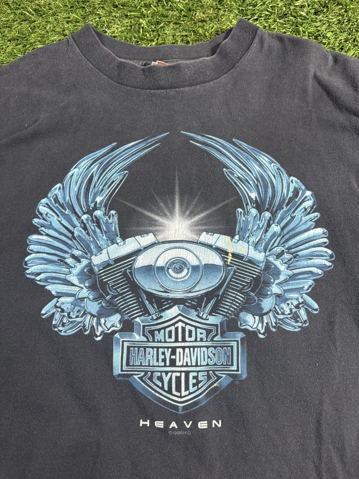 Harley Davidson Vintage 90s Harley Davidson Heaven Faded Biker Graphic Tee Size US L / EU 52-54 / 3 - 2 Thumbnail