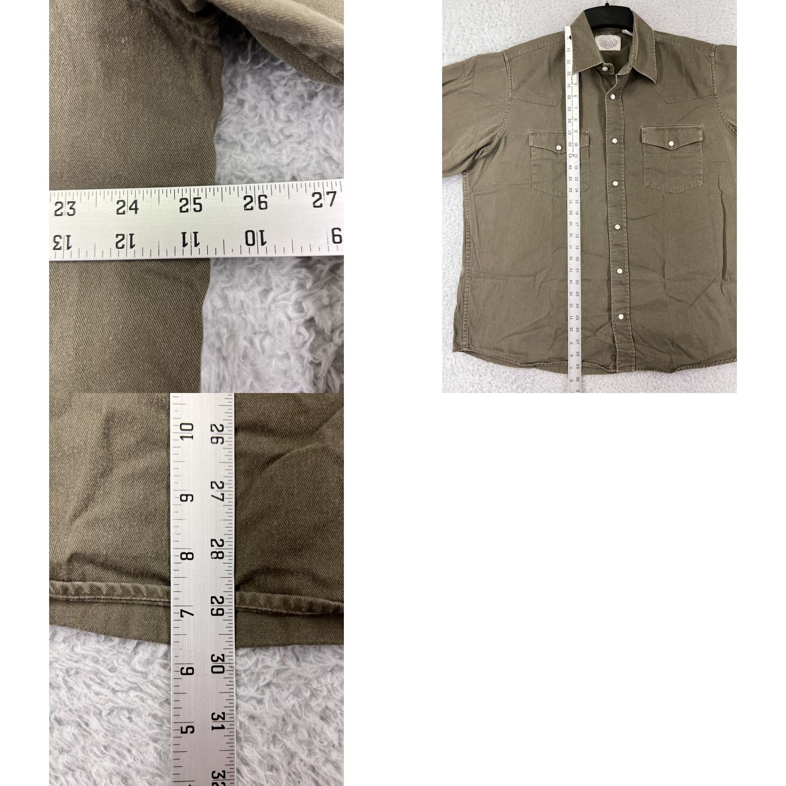 Vintage Gibson Shirt Mens Button-Up Twill Green 100% Cotton Casual, Workwear, Travel Short Sleeve Pockets Button-Down XL Size US XL / EU 56 / 4 - 9 Thumbnail