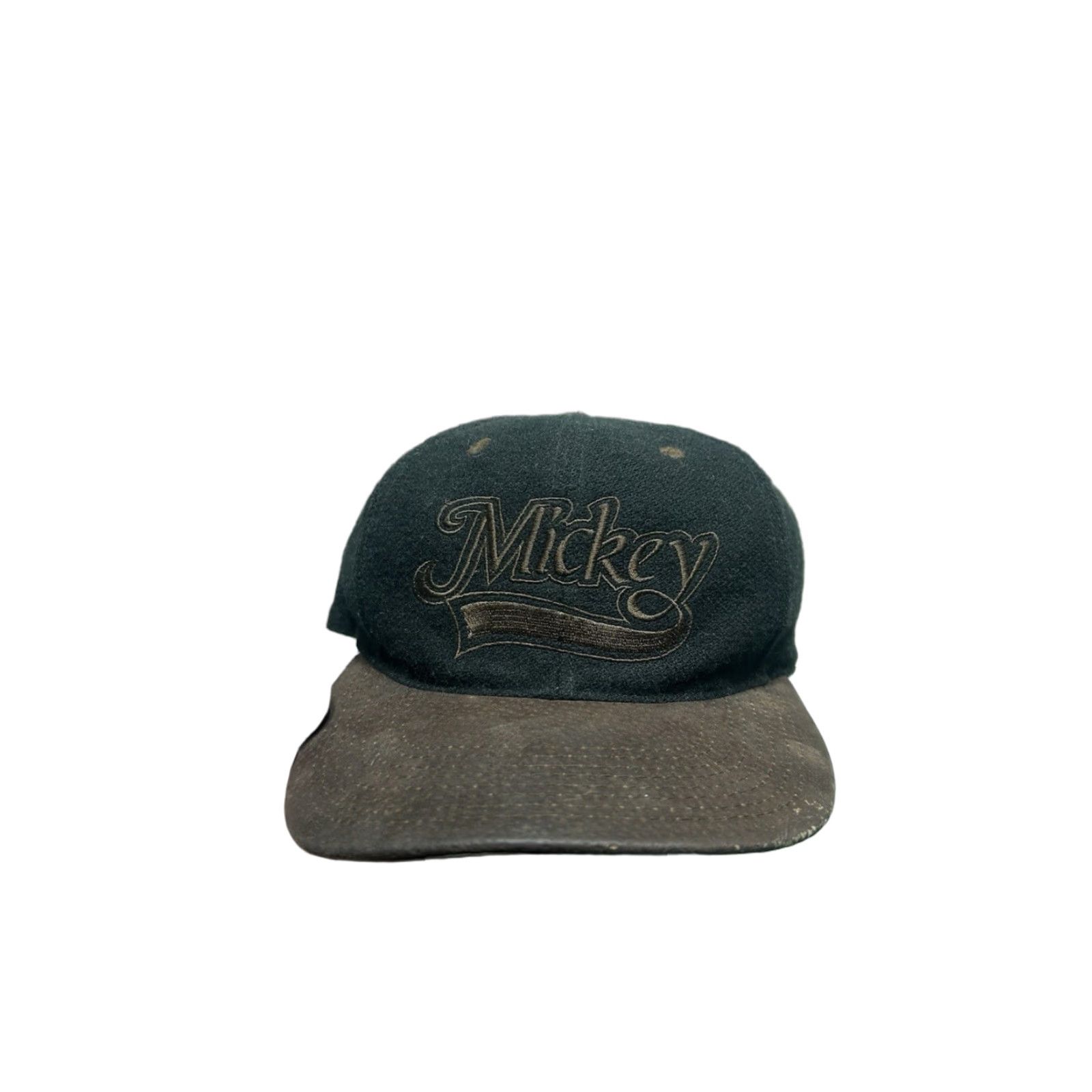 Mickey Unlimited VINTAGE Mickey Unlimited Snapback Hat Cap Mickey Mouse Wool Leather Brim Black Cartoon Spell Out Adjustable Men Size ONE SIZE - 1 Thumbnail