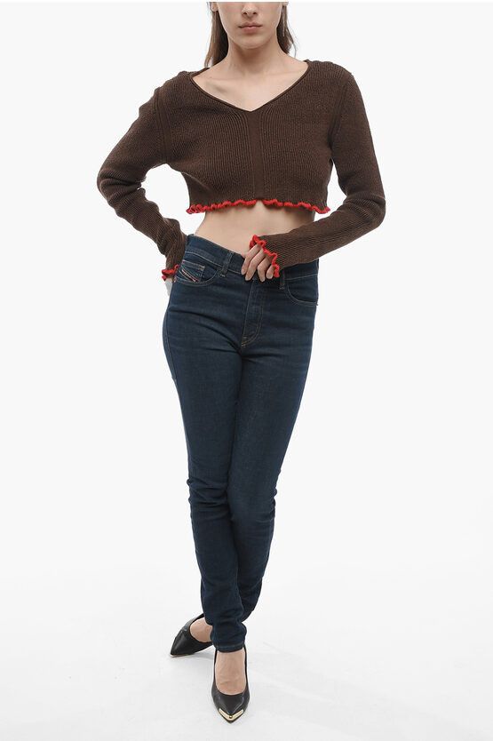 Jacquemus og1mm0624 Ribbed Cropped Sweater in Brown Size M / US 6-8 / IT 42-44 - 4 Thumbnail