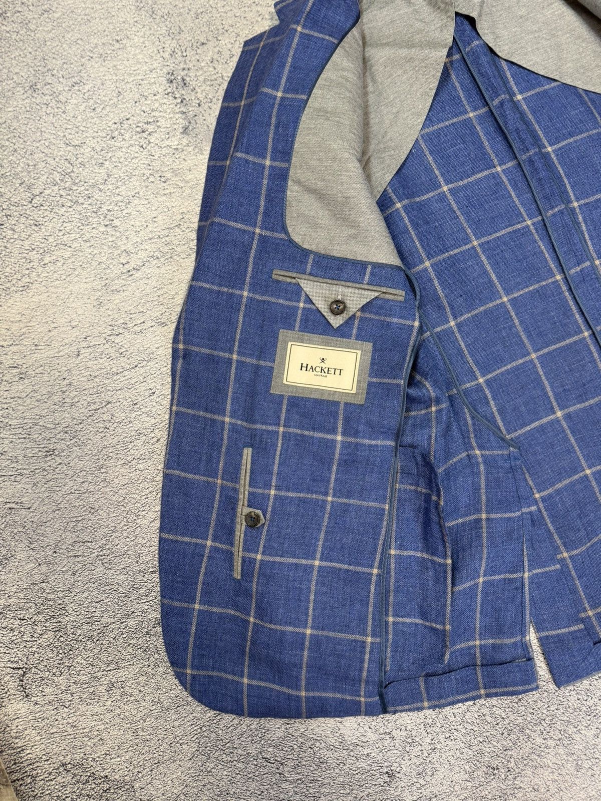 Hackett Hackett Mayfair Linen Blazer 38R/48R Windowpane Sport Coat Size 38R - 12 Thumbnail