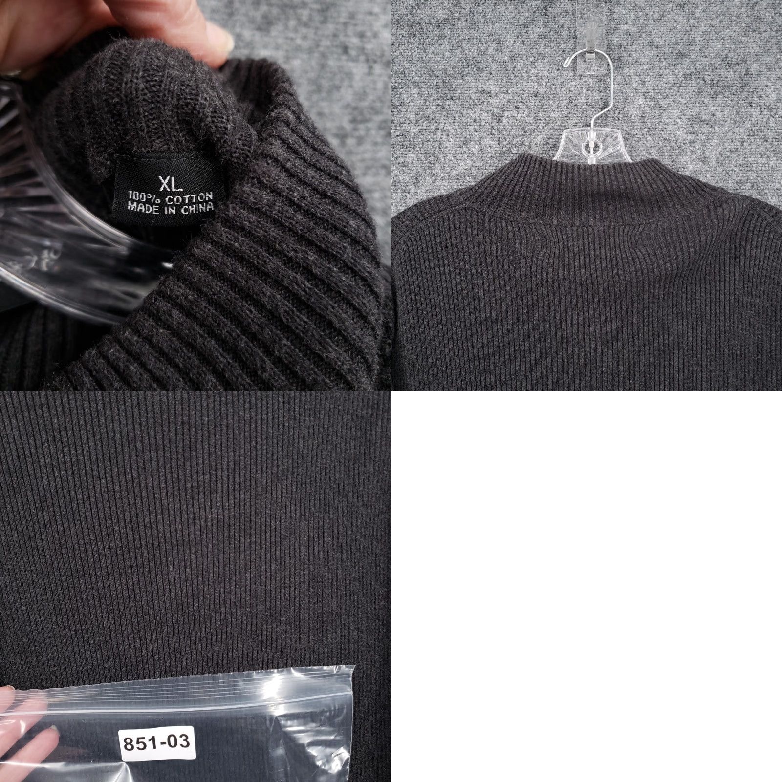 Perry Ellis Perry Ellis Portfolio Sweater Men XL Black Cotton Ribbed 1/4 Zip Mock Neck Pullover Casual Outdoor 1/4 Zip Boys Mens Womens Girls Size US XL / EU 56 / 4 - 8 Thumbnail