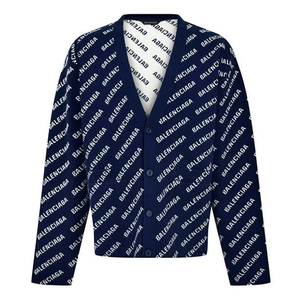 Image of Balenciaga O1G2R1Mq0324 Cardigans In Navy & White in Navy/White, Men's (Size XL)