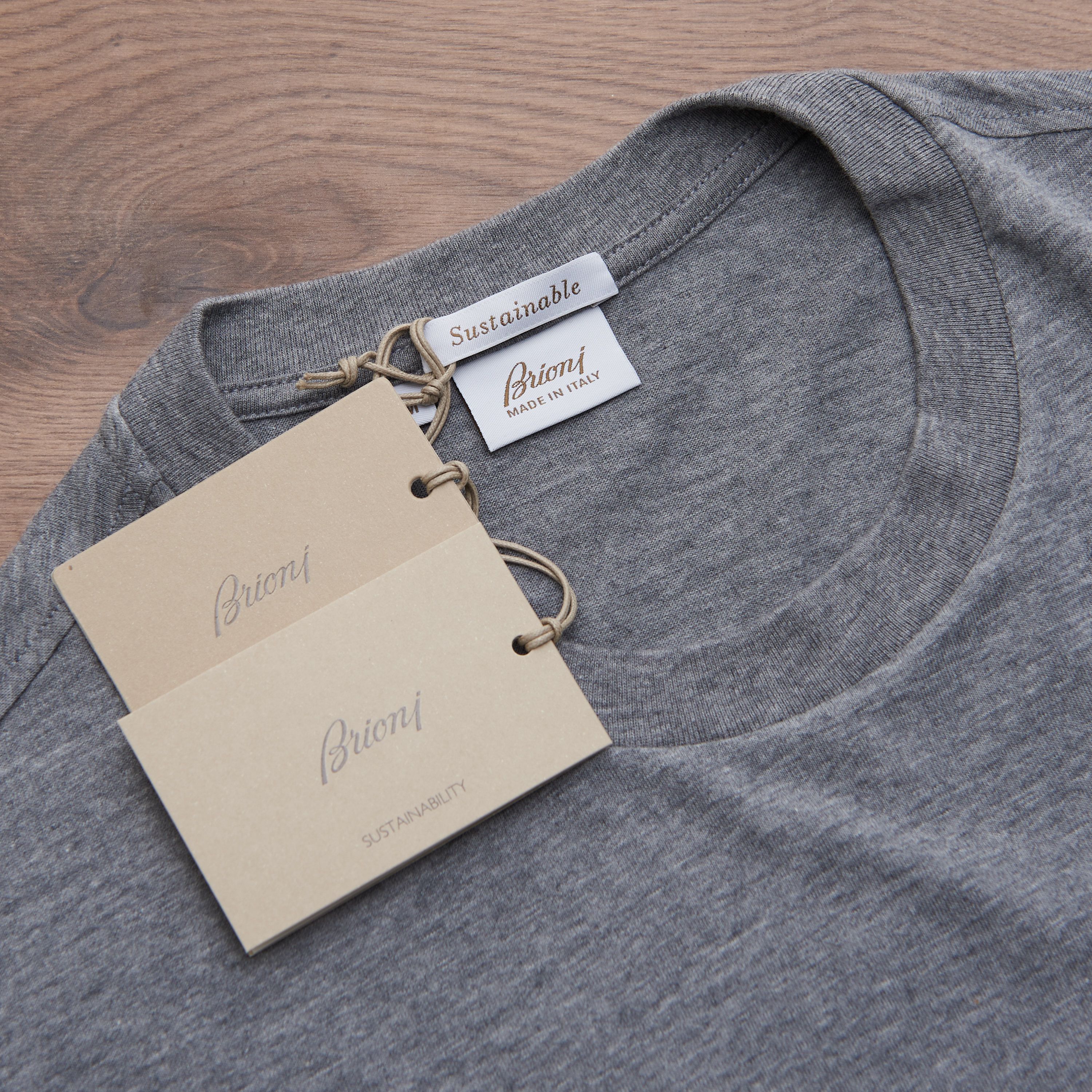 Brioni Crewneck Tshirt In Grey Printed Cotton Jersey Size US M / EU 48-50 / 2 - 10 Thumbnail