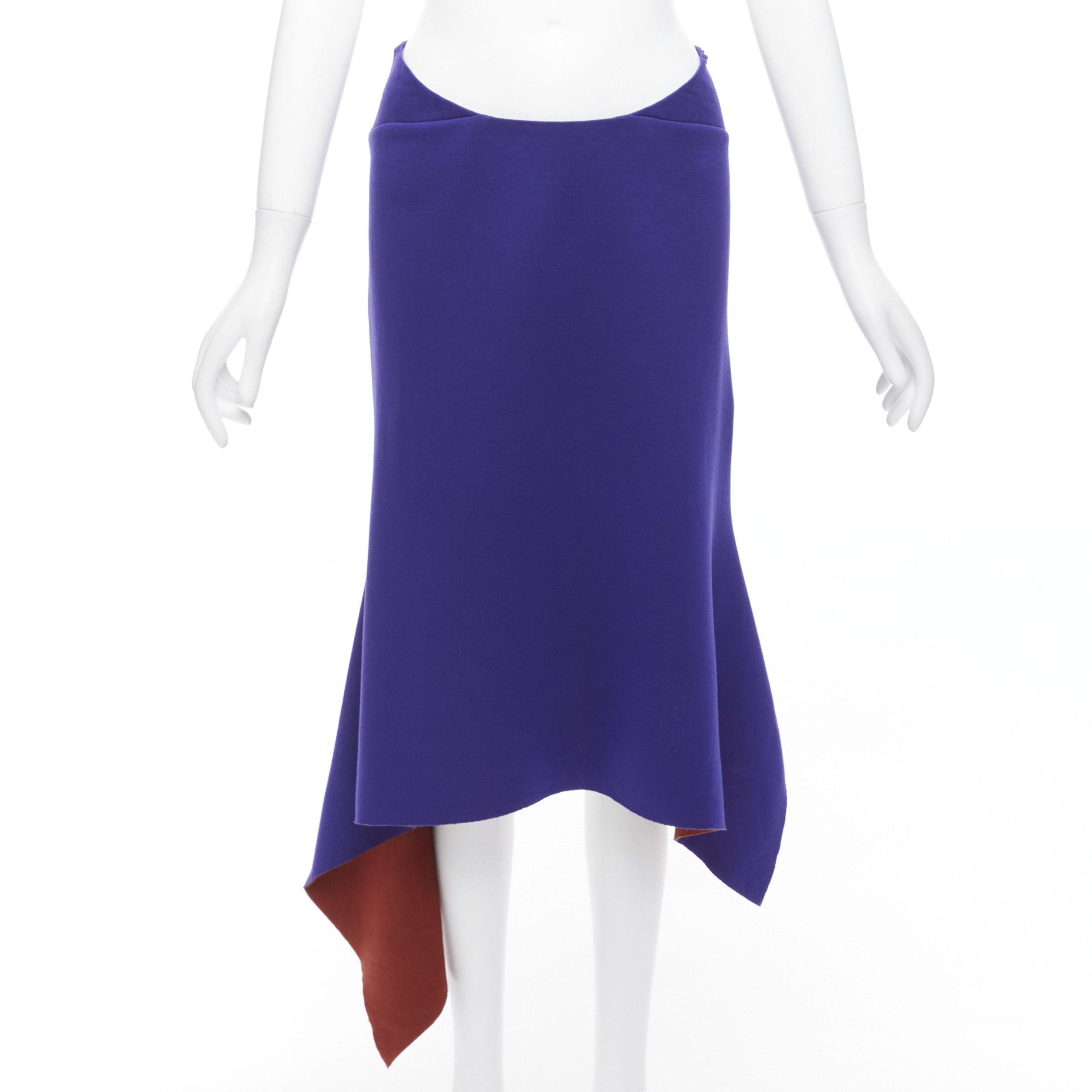 image of Marni Purple Burgundy Asymmetric Hi Low Hem Low Waist Knee Skirt It40 S, Women's (Size 27)