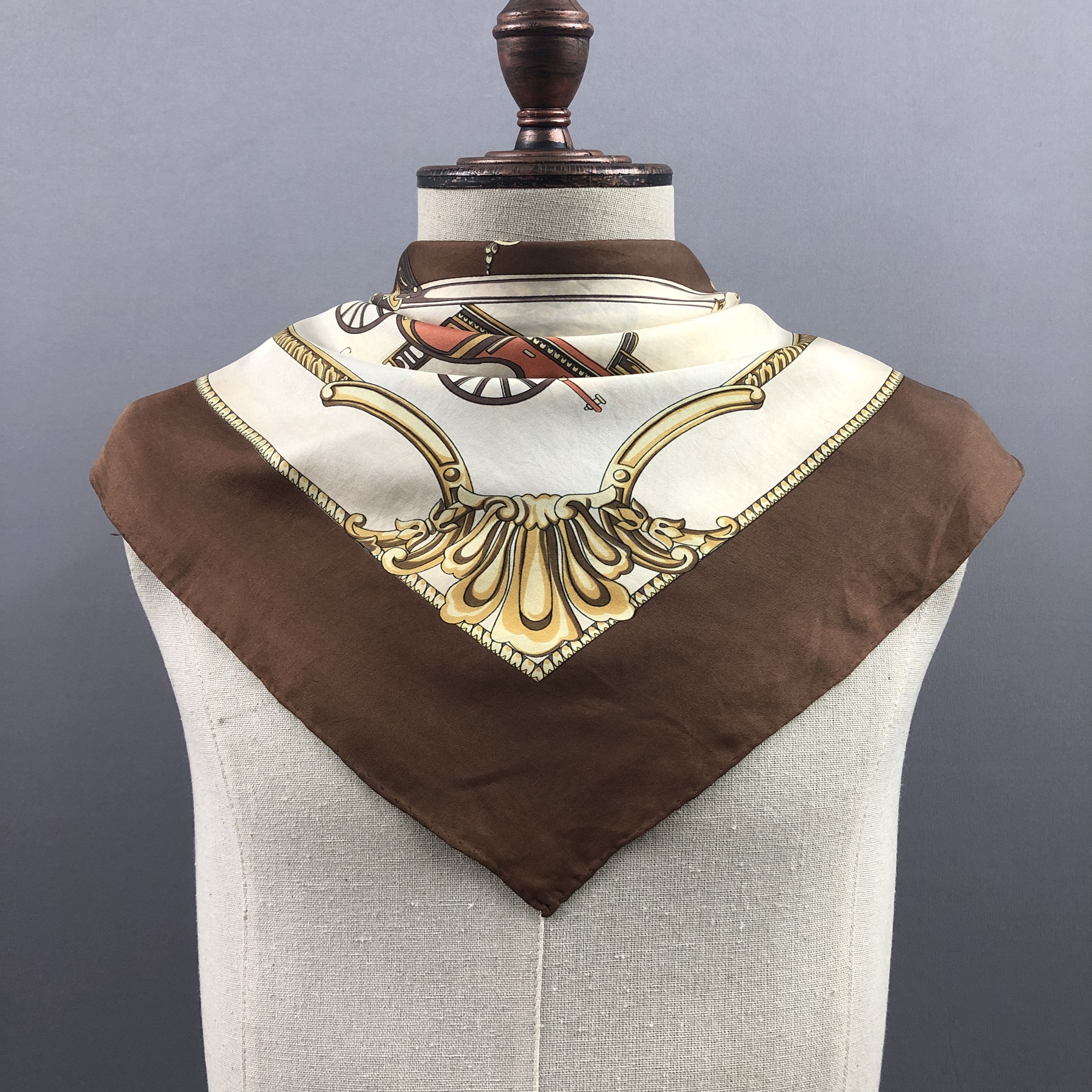 Other × Vintage Vintage 80s Carriage SILK Scarf Twill Stole Wraps Scarves Size ONE SIZE - 11 Thumbnail
