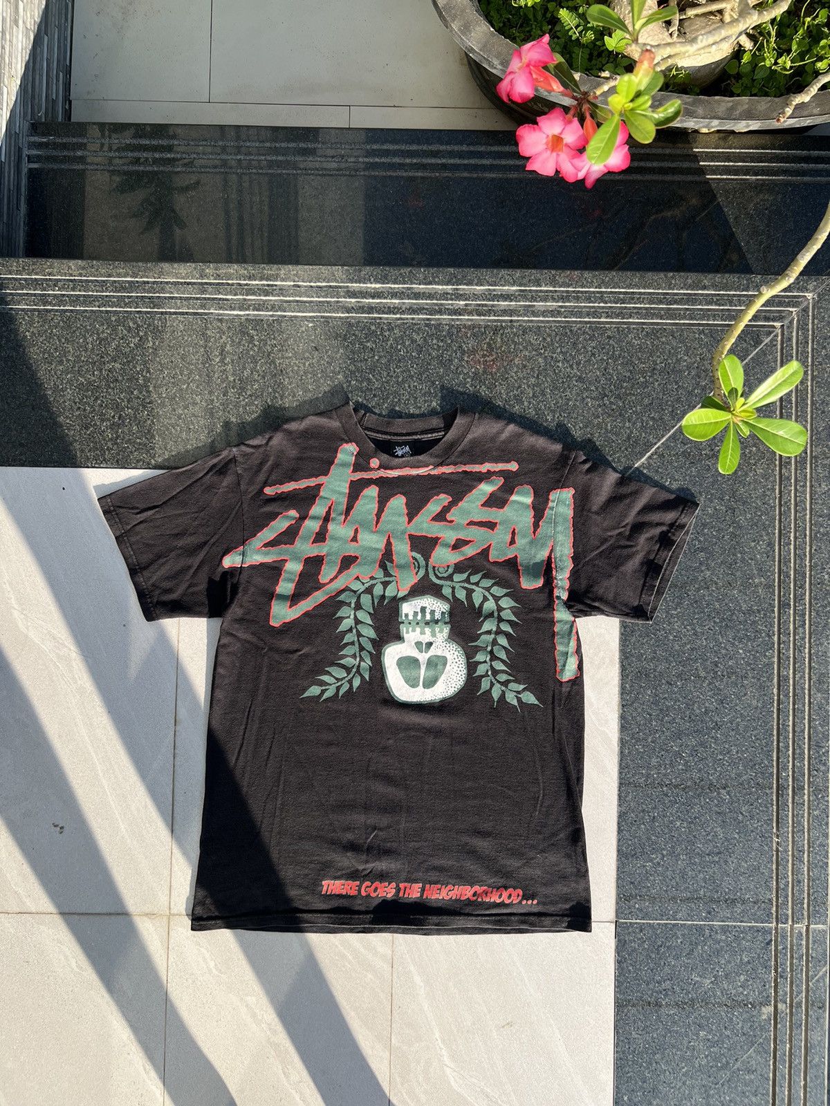 00s stussy × neighborhood print t-shirt Rare VTG STUSSY x NEIGHBORHOOD Boneyards No Quarter T Shirt