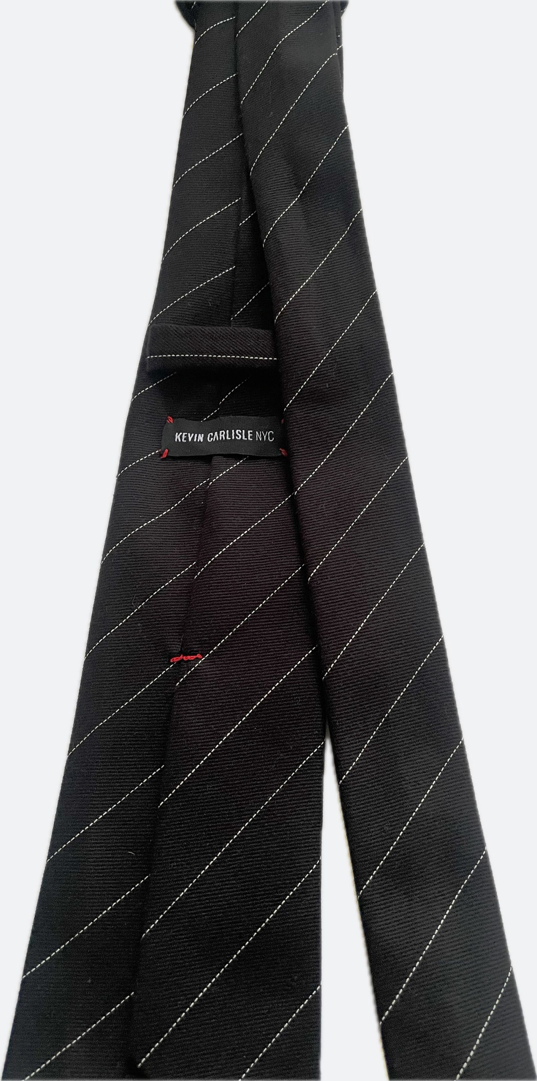 Other Handmade 7-Fold Tie – Black & White Cotton Pinstripes (3") Size ONE SIZE - 6 Thumbnail