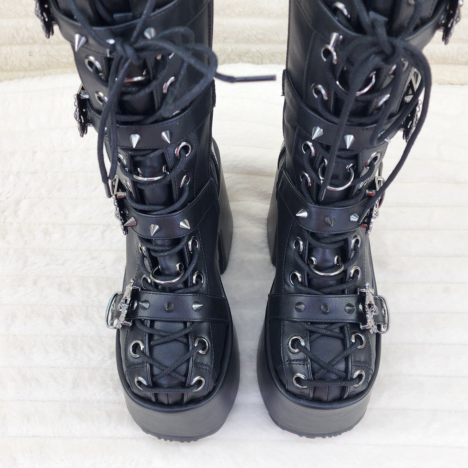 Demonia Cult DEMONIA Camel 115 Stacked Black Matte Platform Goth Punk Cal Size US 10 / IT 40 - 5 Thumbnail