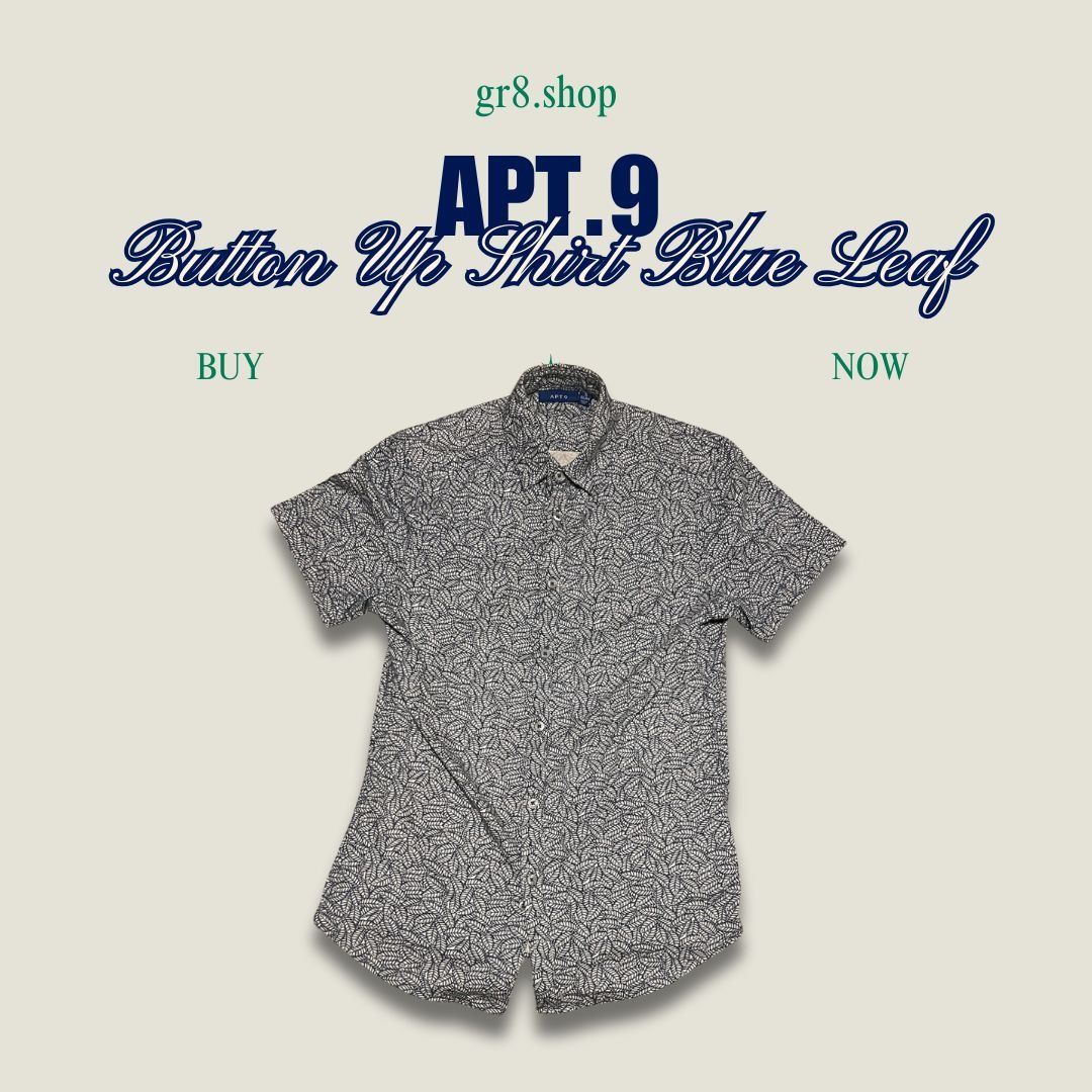 Apt. 9 Apt. 9 Slim Fit Button-Up Shirt Blue Leaf Print Short Sleeve Size US S / EU 44-46 / 1 - 1 Thumbnail
