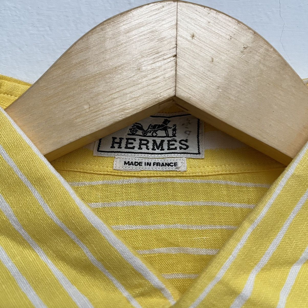 Hermes Vintage Hermes Paris Half Button Ups Linen Shirt Yellow Size US L / EU 52-54 / 3 - 8 Thumbnail