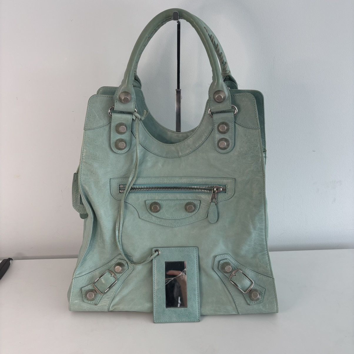 Balenciaga Studded Shoulder Bag in Blue, Women's