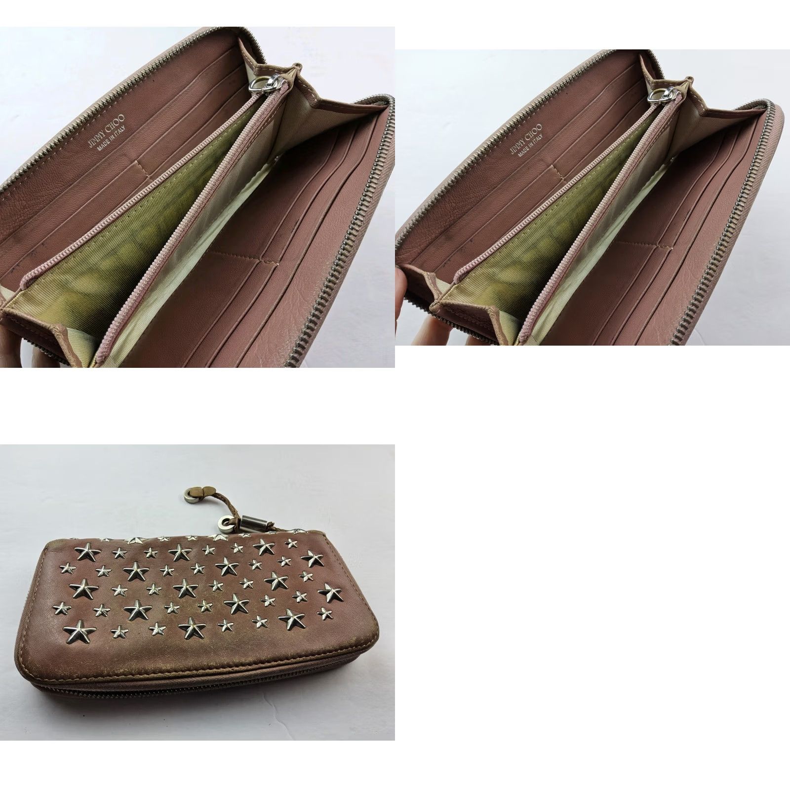Jimmy Choo Jimmy Choo Wallet Zip Around Pink Leather Star Studded Womens Size ONE SIZE - 8 Thumbnail