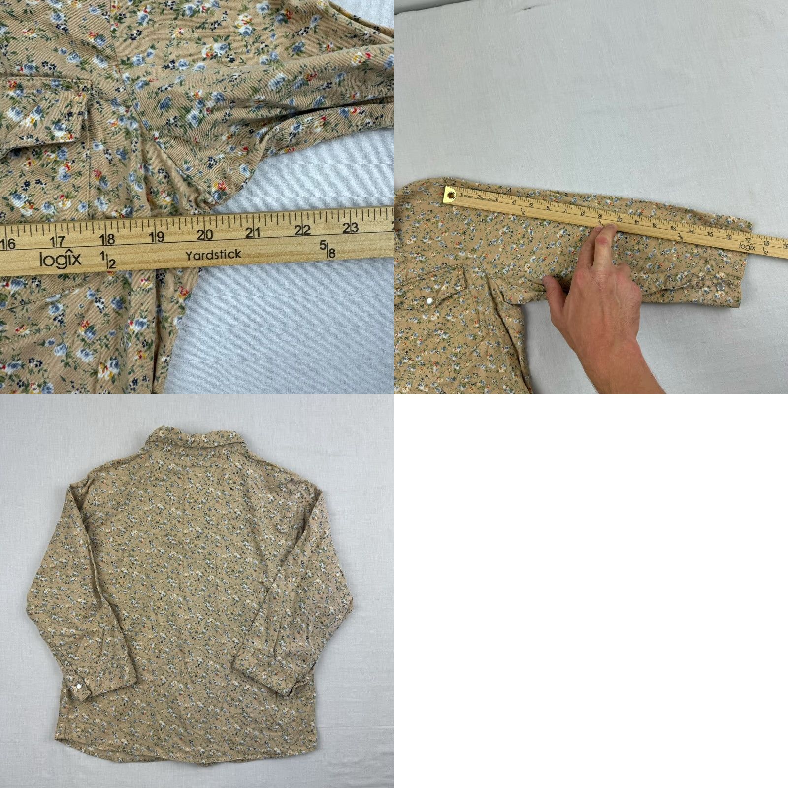 Vintage VINTAGE Arizona Jeans Button-Up Shirt Women XL Tan Floral Flowers Y2K 1956 aa Size XL / US 12-14 / IT 48-50 - 8 Thumbnail