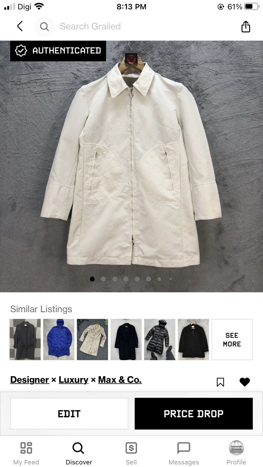 MAX&Co. MAX & CO CLASSIC WHITE COAT JACKET #6727-83 Size XS / US 0-2 / IT 36-38 - 12 Thumbnail