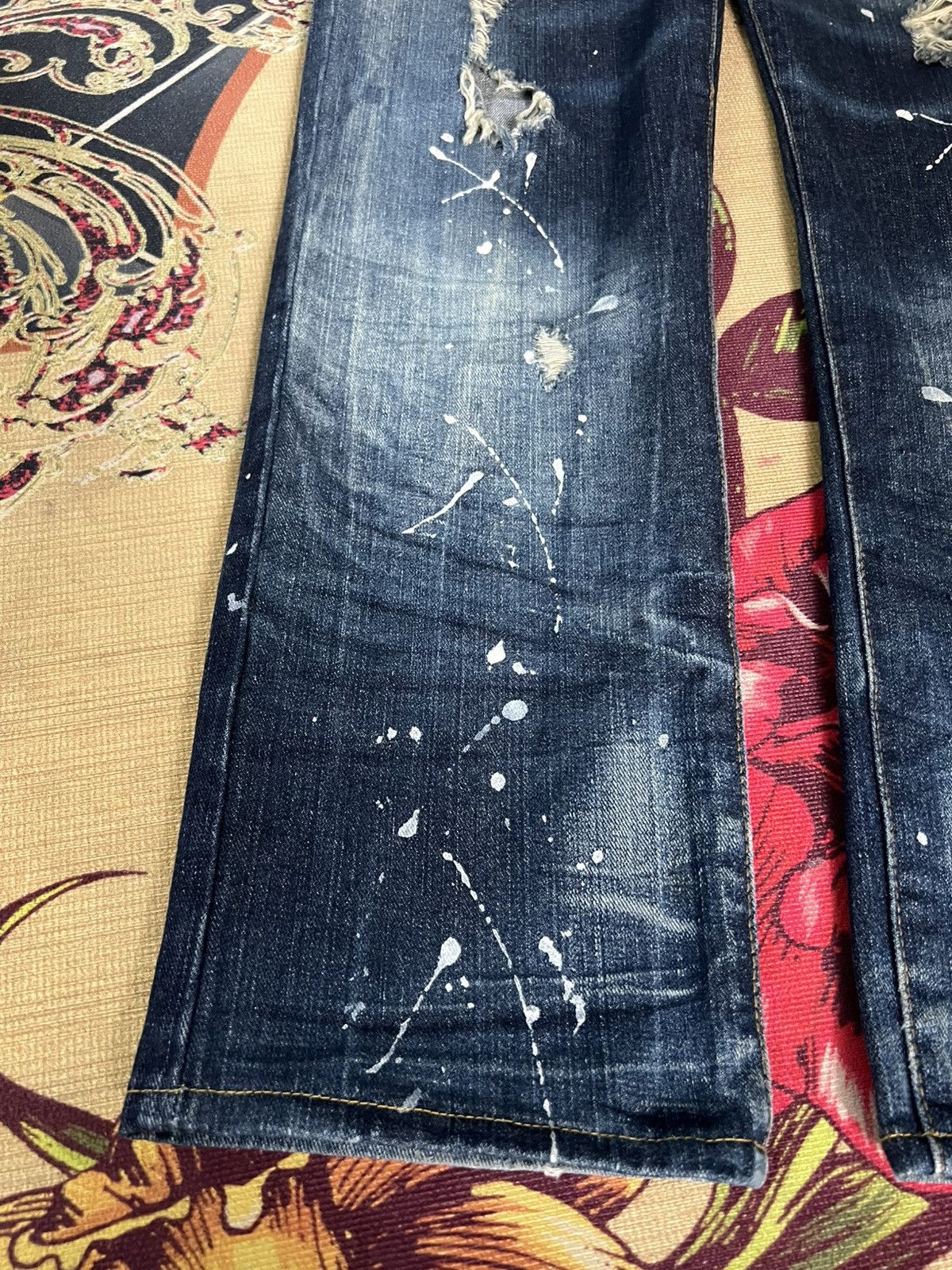 Japanese Brand VINTAGE ROOT THREE STYLE DISTRESSED PAINTER JEANS Size US 33 - 3 Thumbnail