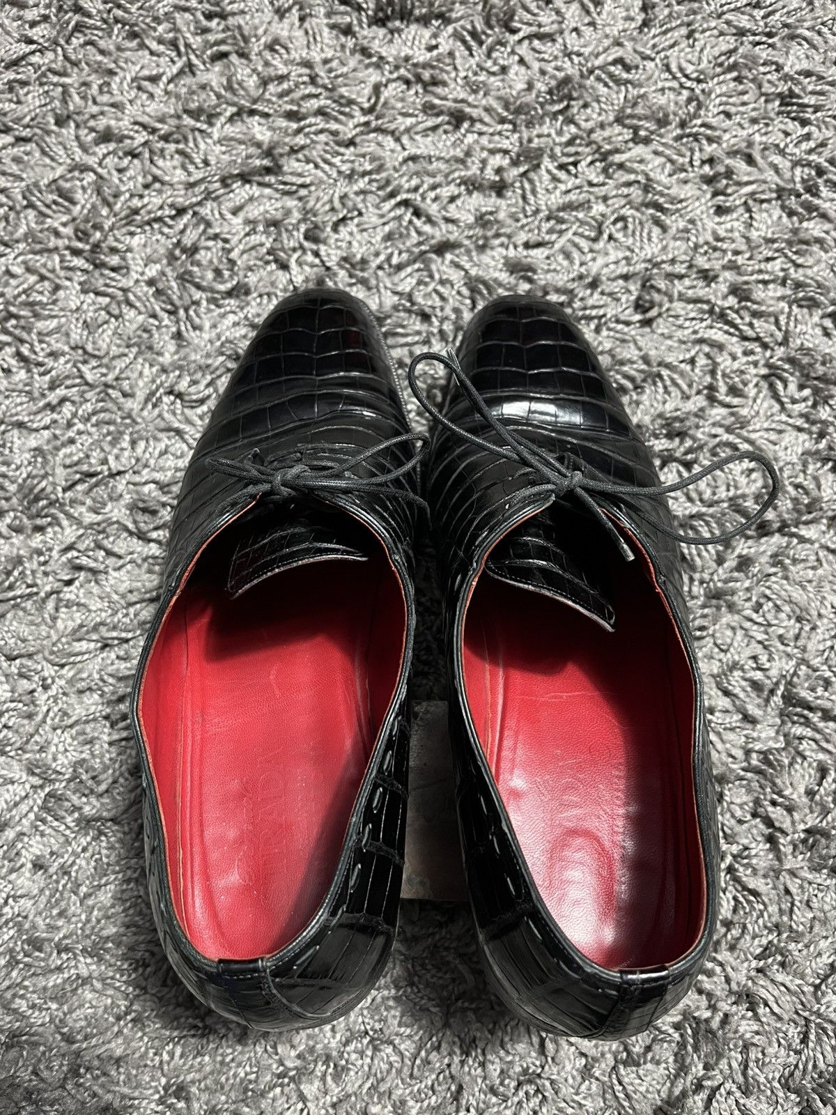 STRADA NAPOLI GENUINE BLACK CROCODILE SKIP LACE-UP OXFORD